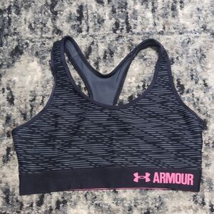 Under Armour Black and Pink Patterned Sports Bra
